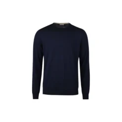 Pullover Knitted Crew Neck With Patch Merino Wool, navy
