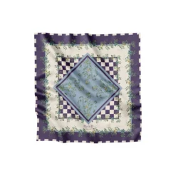 Purple Flower Dot Checker silketørklæde