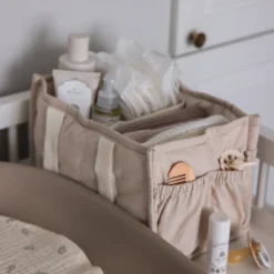Pusleopbevaringskurv m/ hanke, morning beige