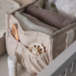 Pusleopbevaringskurv m/ hanke, morning beige
