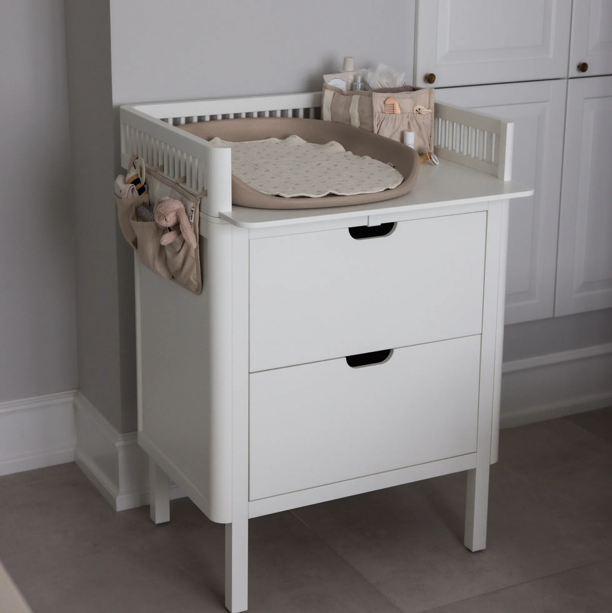 Pusleopbevaringskurv m/ hanke, morning beige