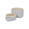 Quiltet opbevaringskurv 2-pak, classic stripes blue/praline