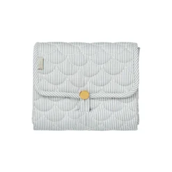 Quiltet pusleunderlag, classic stripes blue/praline
