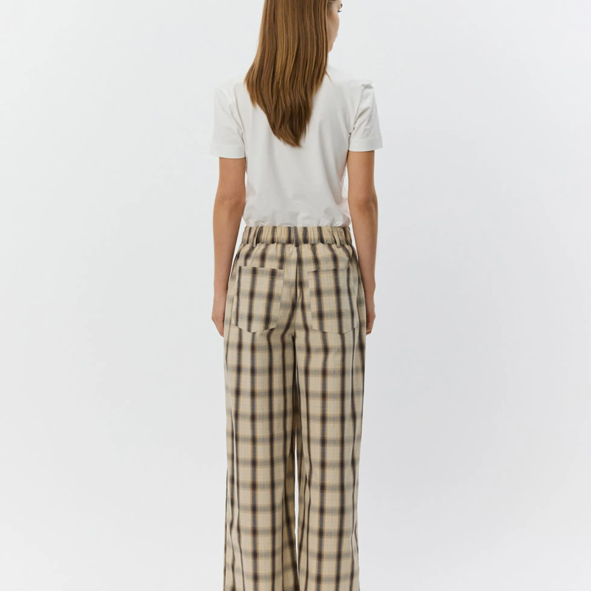 ReineSW Check Wide Leg Trousers, grey check
