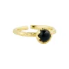 Ring med lille natursten, guld/sort onyx