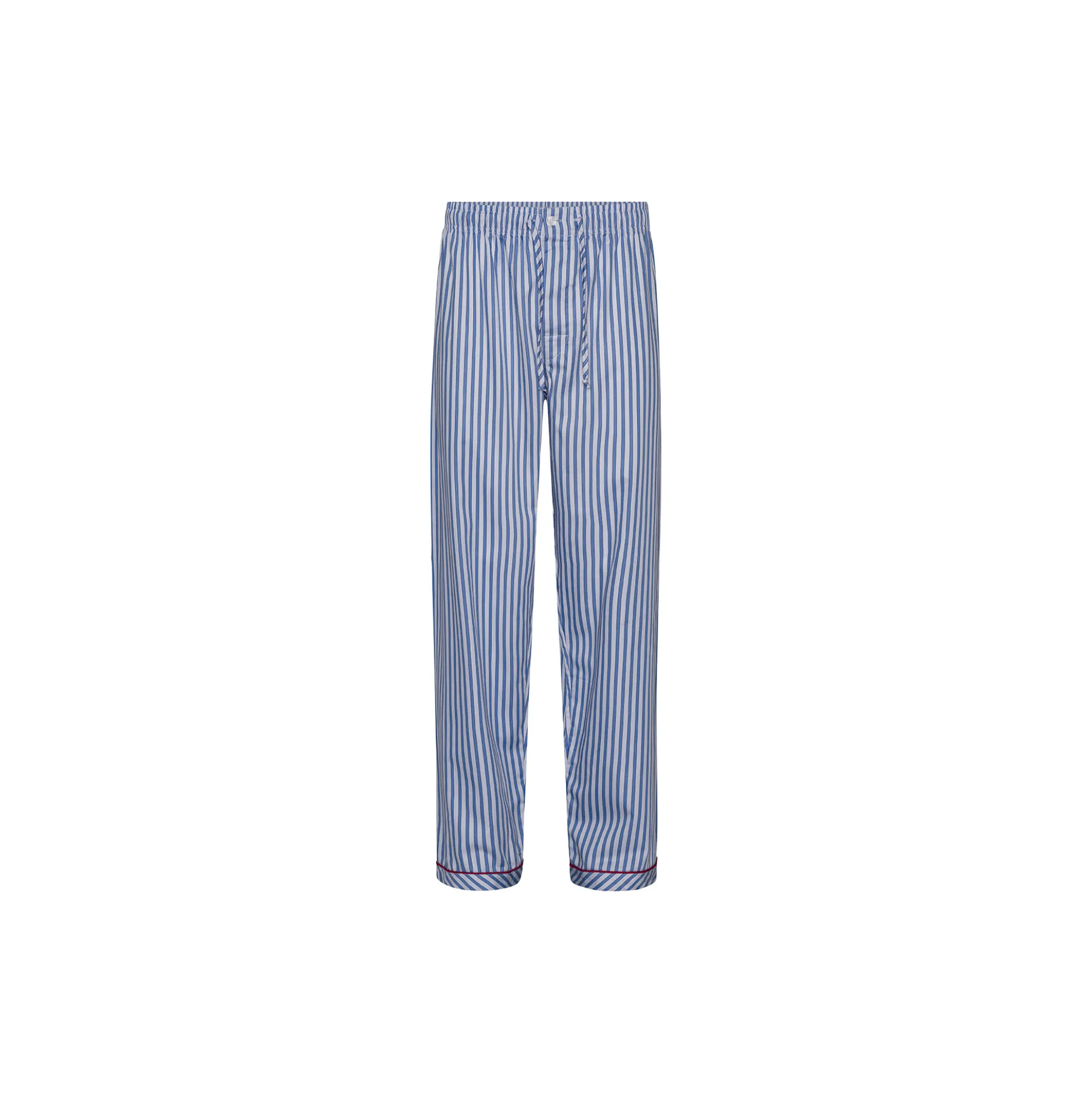 Rome Pyjamas, light blue strips/red piping
