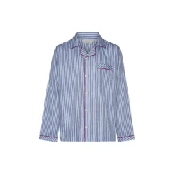 Rome Pyjamas, light blue strips/red piping