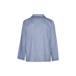 Rome Pyjamas, light blue strips/red piping