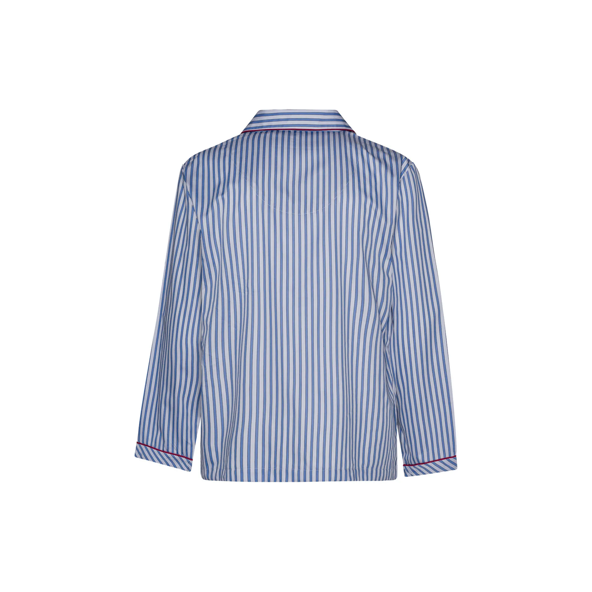 Rome Pyjamas, light blue strips/red piping