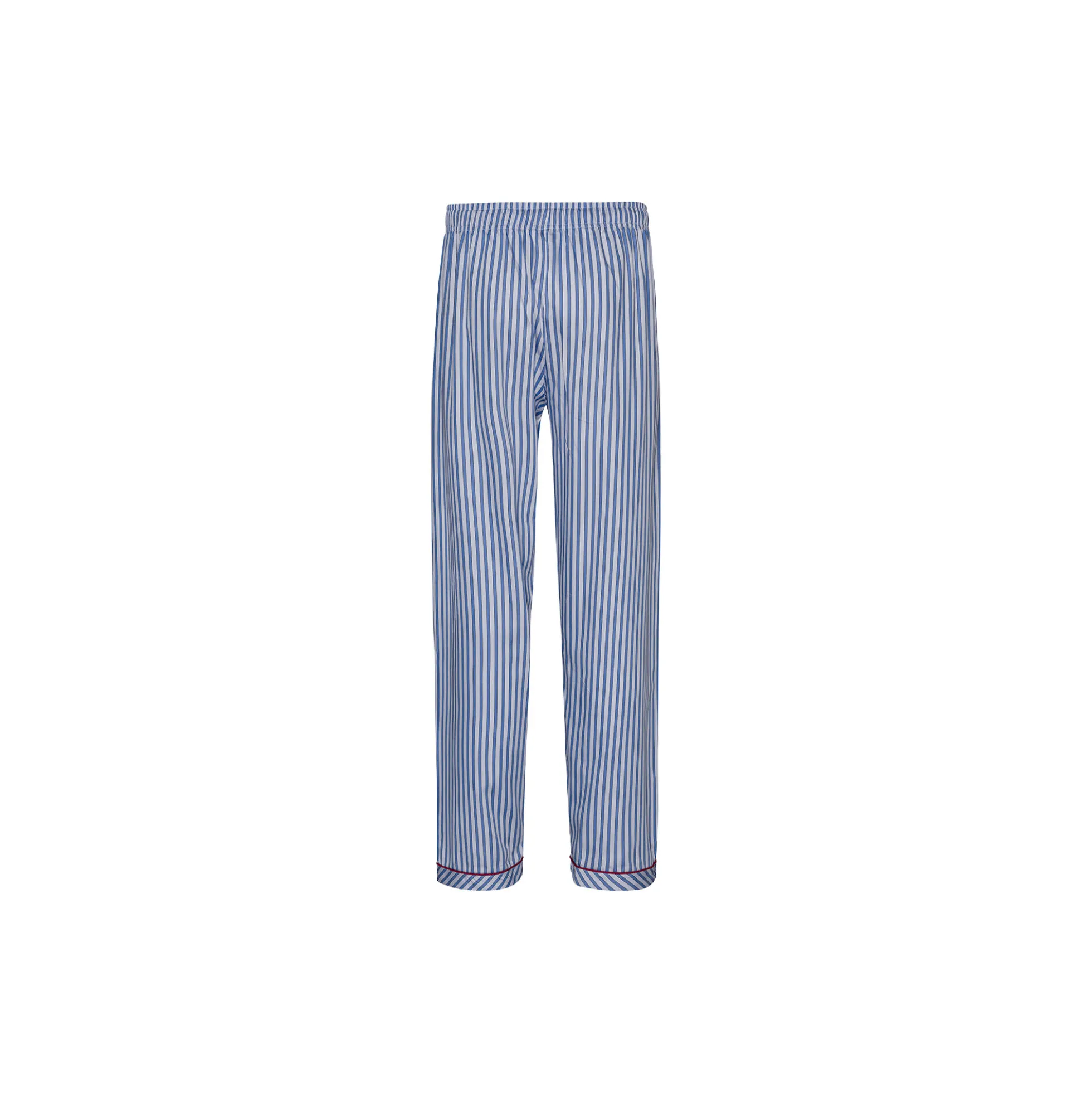 Rome Pyjamas, light blue strips/red piping