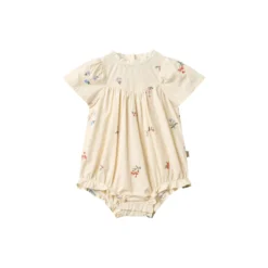 Romper Margit, ivory embroidery flowers