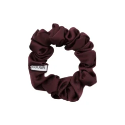 Ruched Ribbon Scrunchie, burgundy