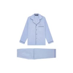 Salzburg Pyjamas, light blue/navy piping