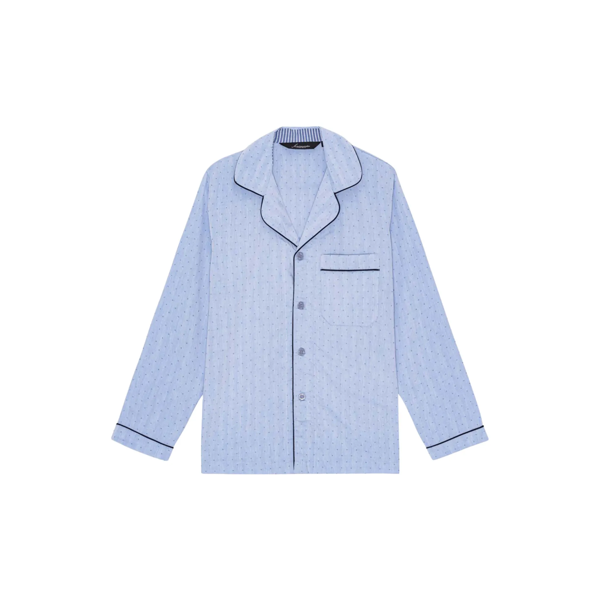 Salzburg Pyjamas, light blue/navy piping