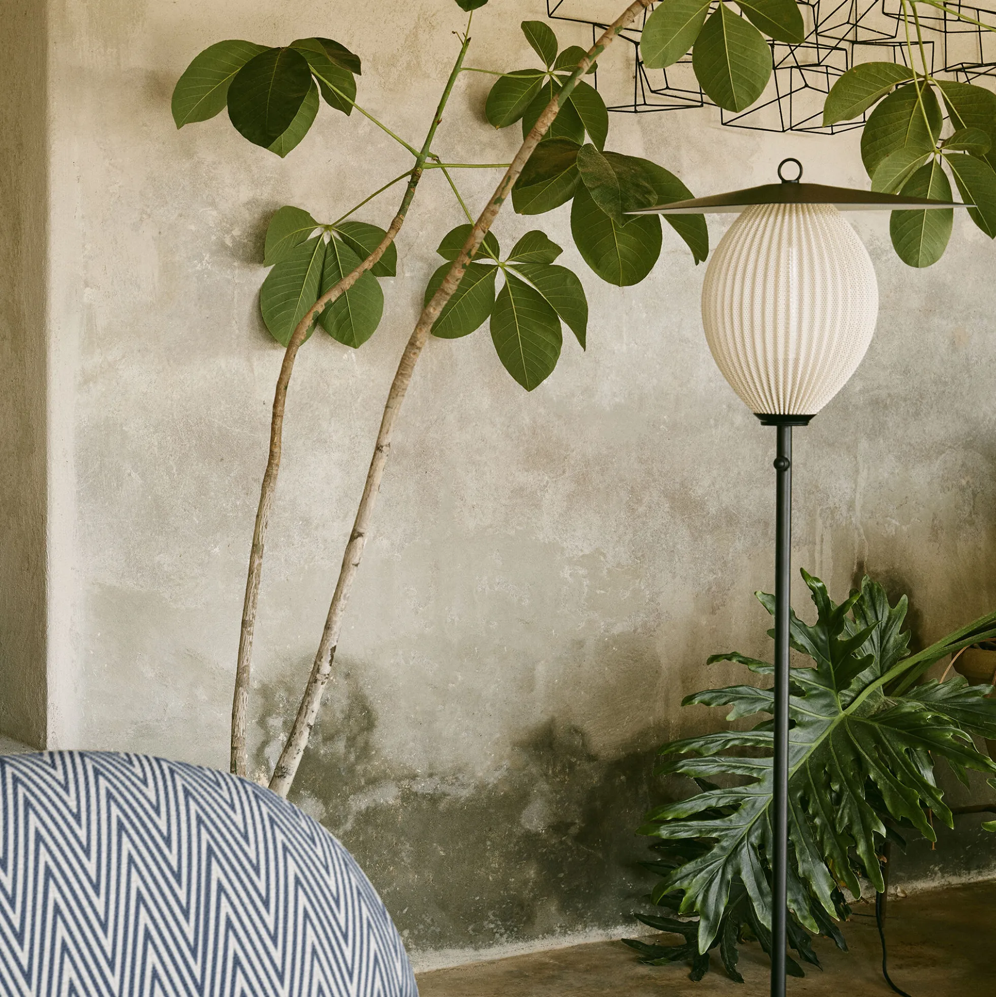 Satellite Outdoor Floor Lamp, cream white semi matt