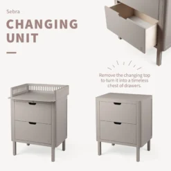 Sebra puslebordet med skuffer, jetty beige