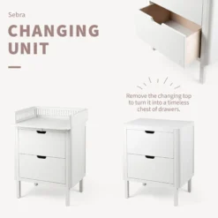 Sebra puslebordet med skuffer, classic white