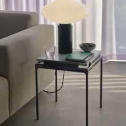 Sett LN11 Coffee Table, bianco carrara marble/dark chrome