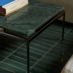 Sett LN12 Coffee Table, verde guatemala marble/dark chrome