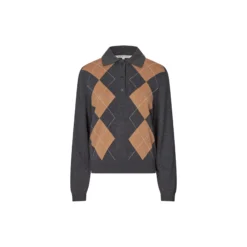 Shailene Knit Polo, dark grey melange