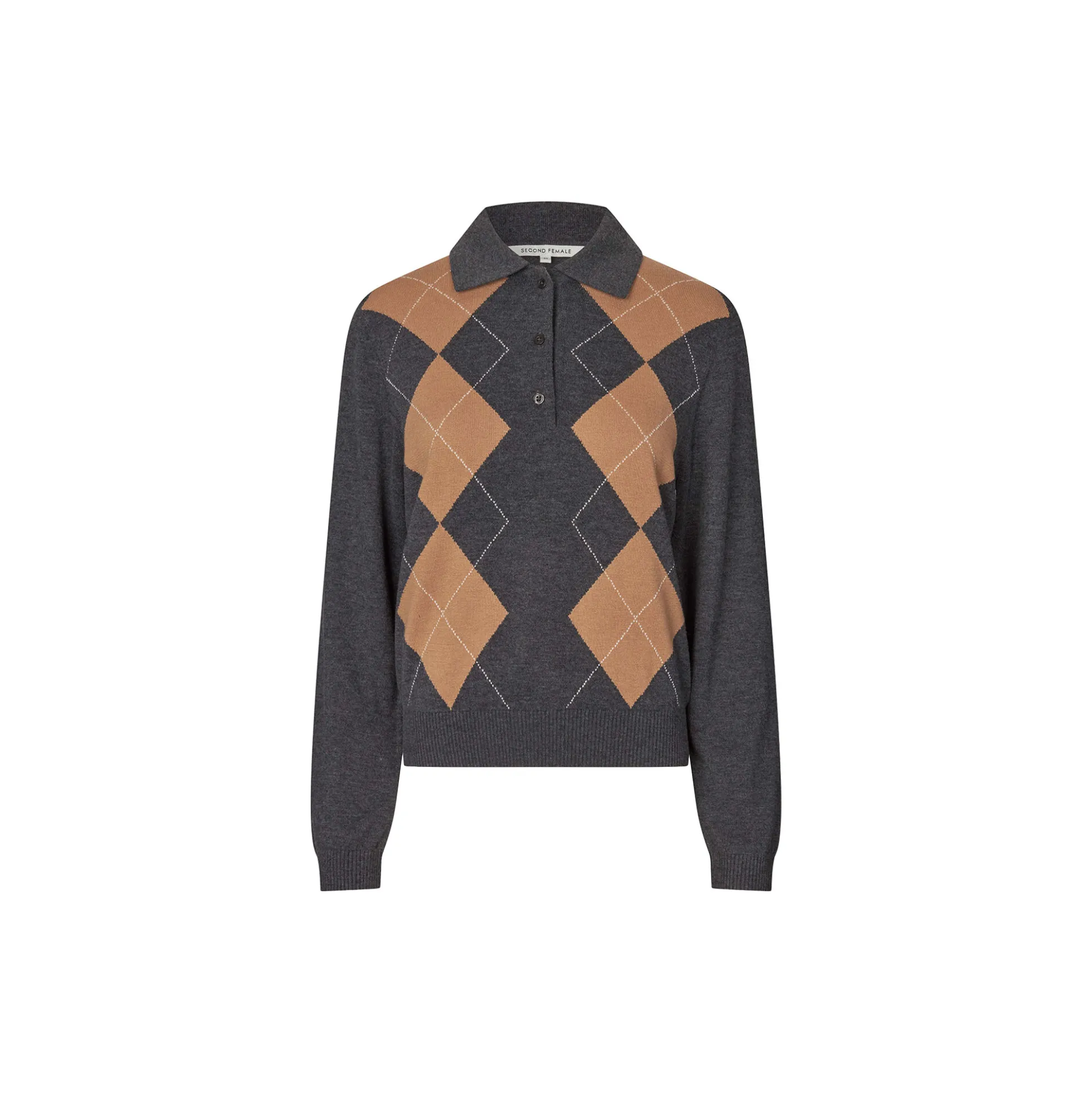 Shailene Knit Polo, dark grey melange