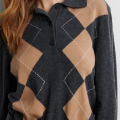 Shailene Knit Polo, dark grey melange