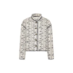 Short Padded Jacket, white wildflower