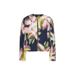 Short Quilted Jacket, dark photoristic flower