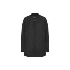 Short Quilt Jacket With Rib, black