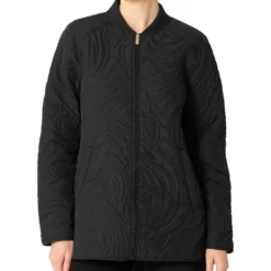 Short Quilt Jacket With Rib, black