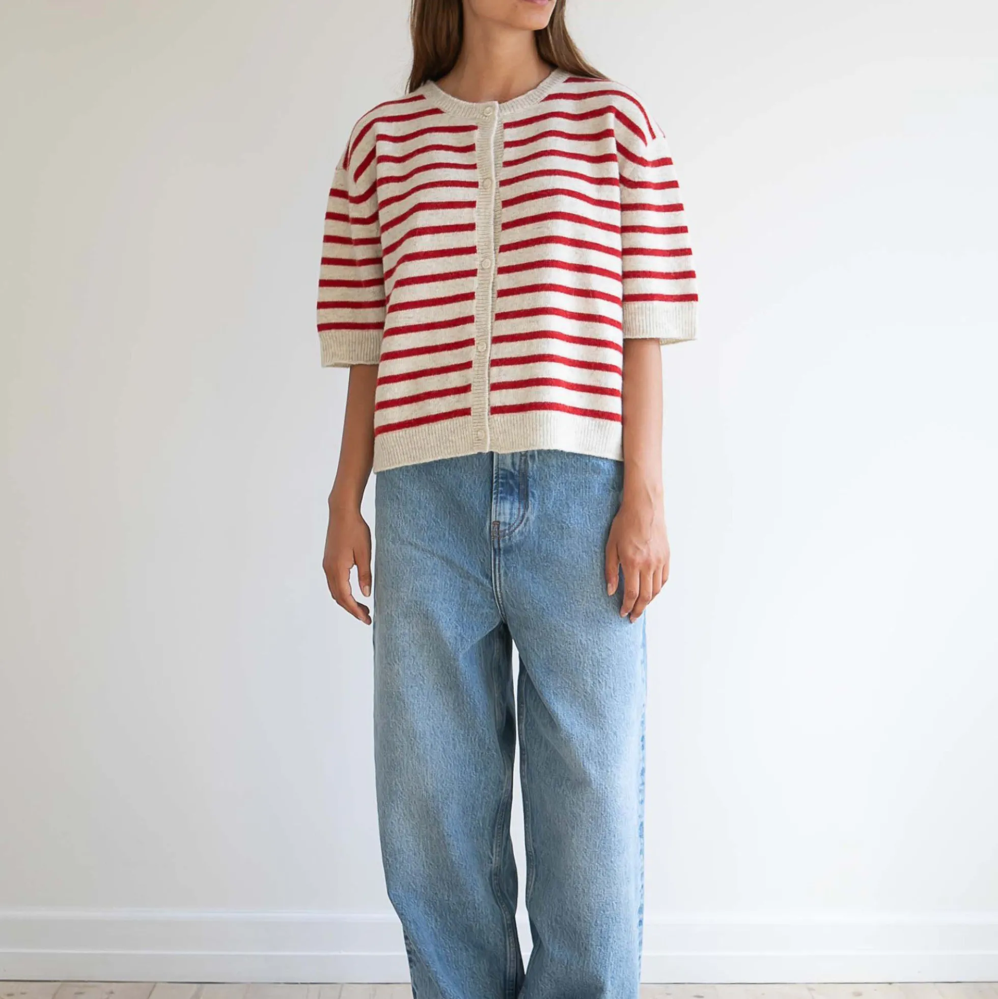 Signe cardigan, red creme