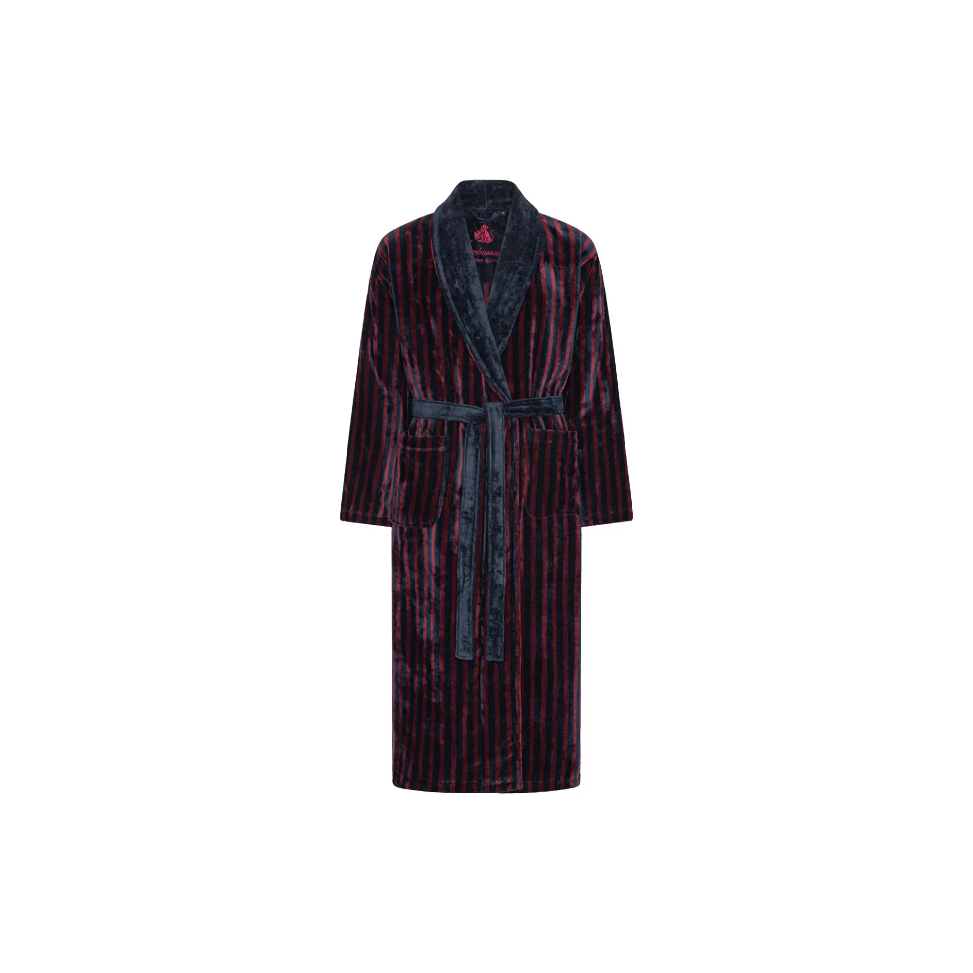 Skagerak Bathrobes, navy/bordeaux strip