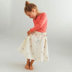 Skirt Nora, ivory embroidery flowers