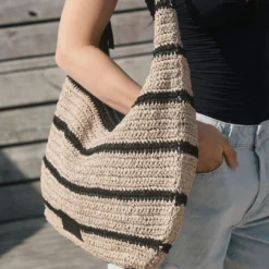 SoleaMBG Bag, Raffia, natural/black mix w/black