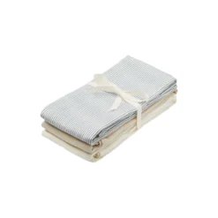 Stofble 3-pak, classic stripes blue/praline/creme white