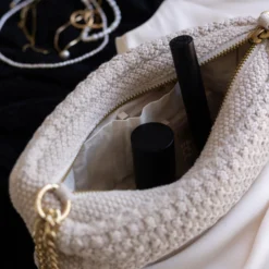 Strikket Clutch Kæde Petra, beige melange