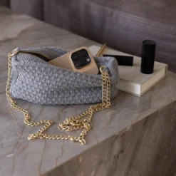 Strikket Clutch Kæde Petra, med grey melange