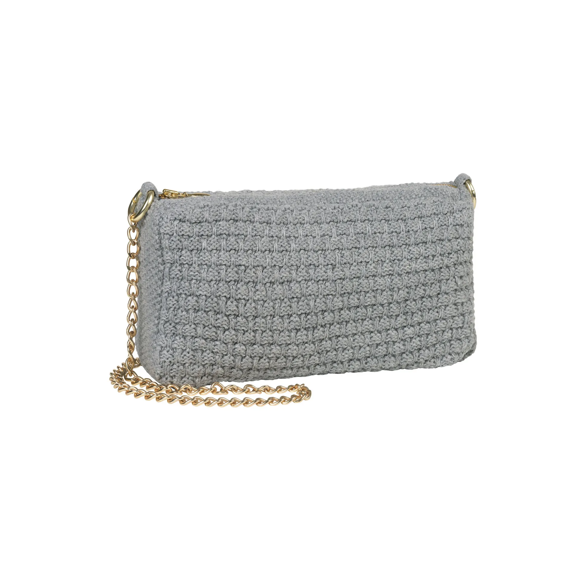 Strikket Clutch Kæde Petra, med grey melange