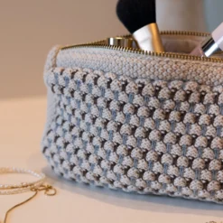 Strikket Clutch Multi, beige-blue-brown