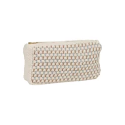 Strikket Clutch Multi, beige-blue-brown