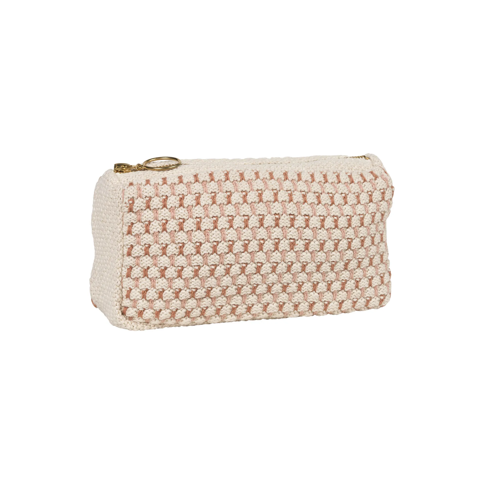 Strikket Clutch Multi, beige-rose-brown