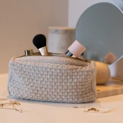 Strikket Clutch Petra, beige melange