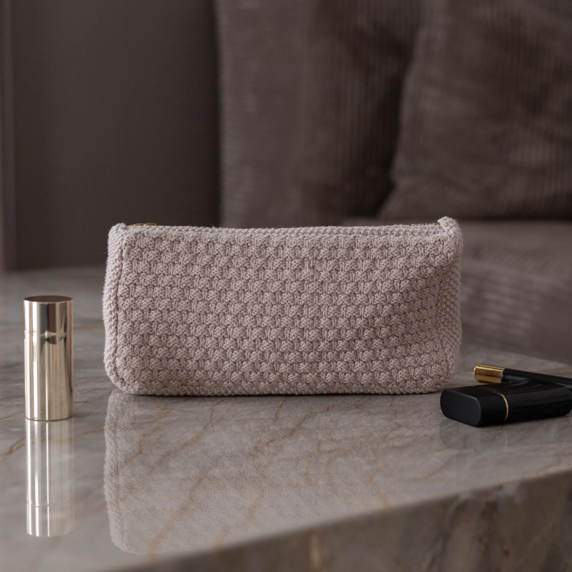 Strikket Clutch Petra, husted violet