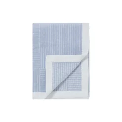 Stripe Checked Organic Cotton Jacquard Bedspread, blue/white