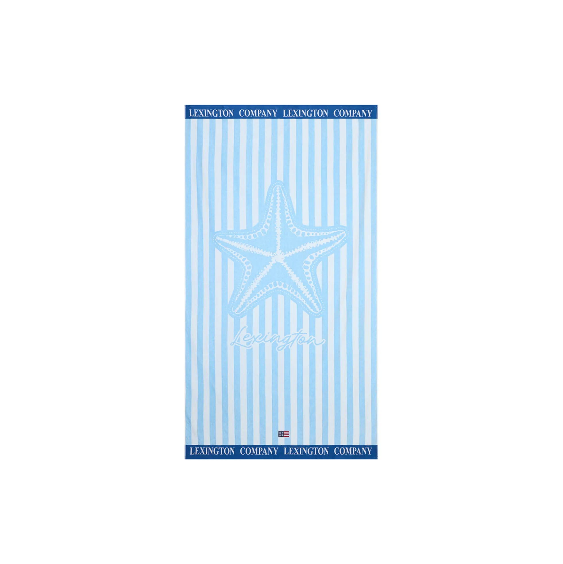 Summer Cotton Velour Beach Towel, blue/white