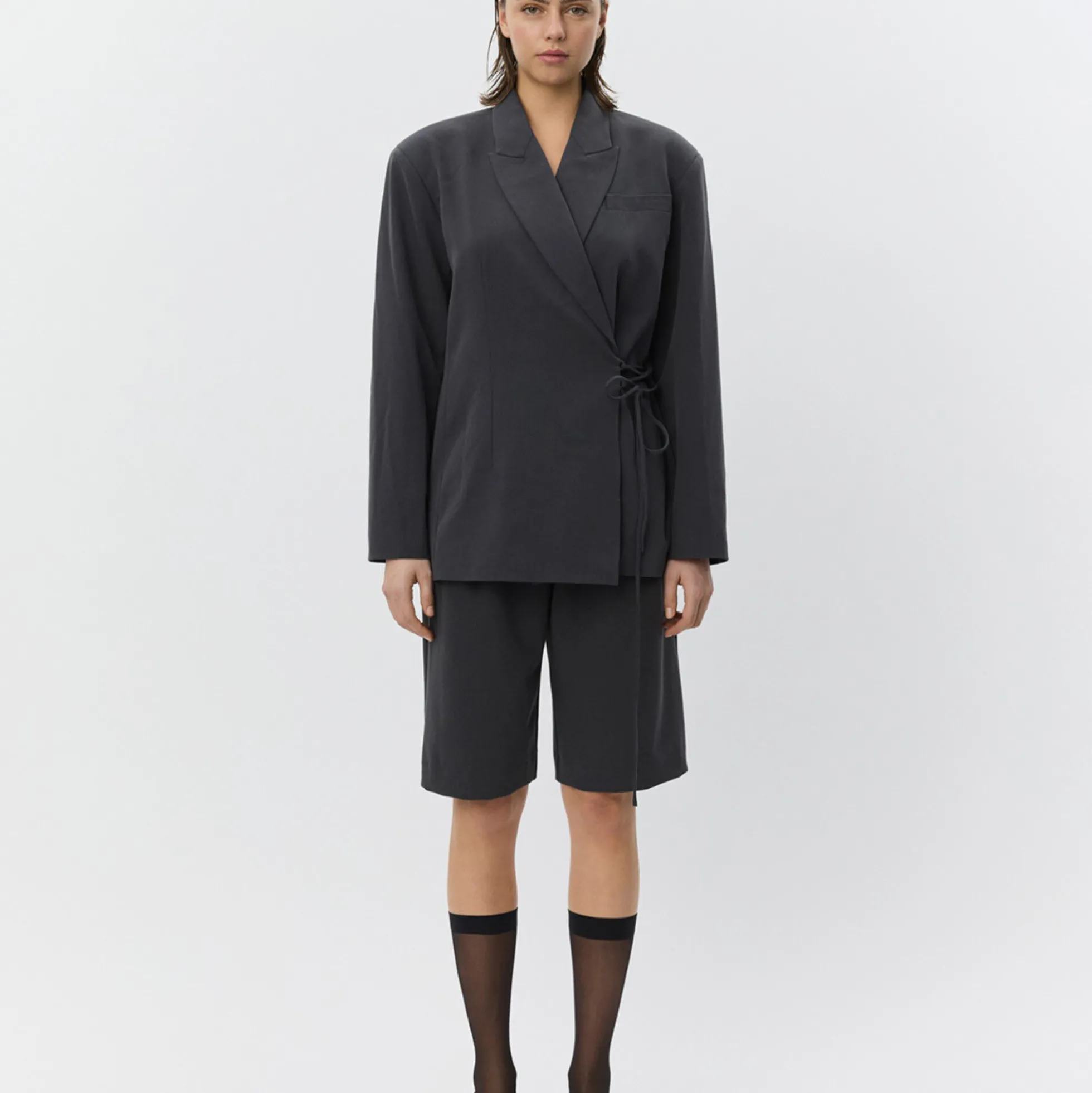 SussieSW Tie String Blazer, dark grey