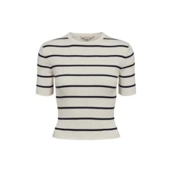 Sweater Rib Short Sleeves, augusta ecru/navy striped