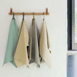 Tea towel herringbone twill 2 stk., taupe/green