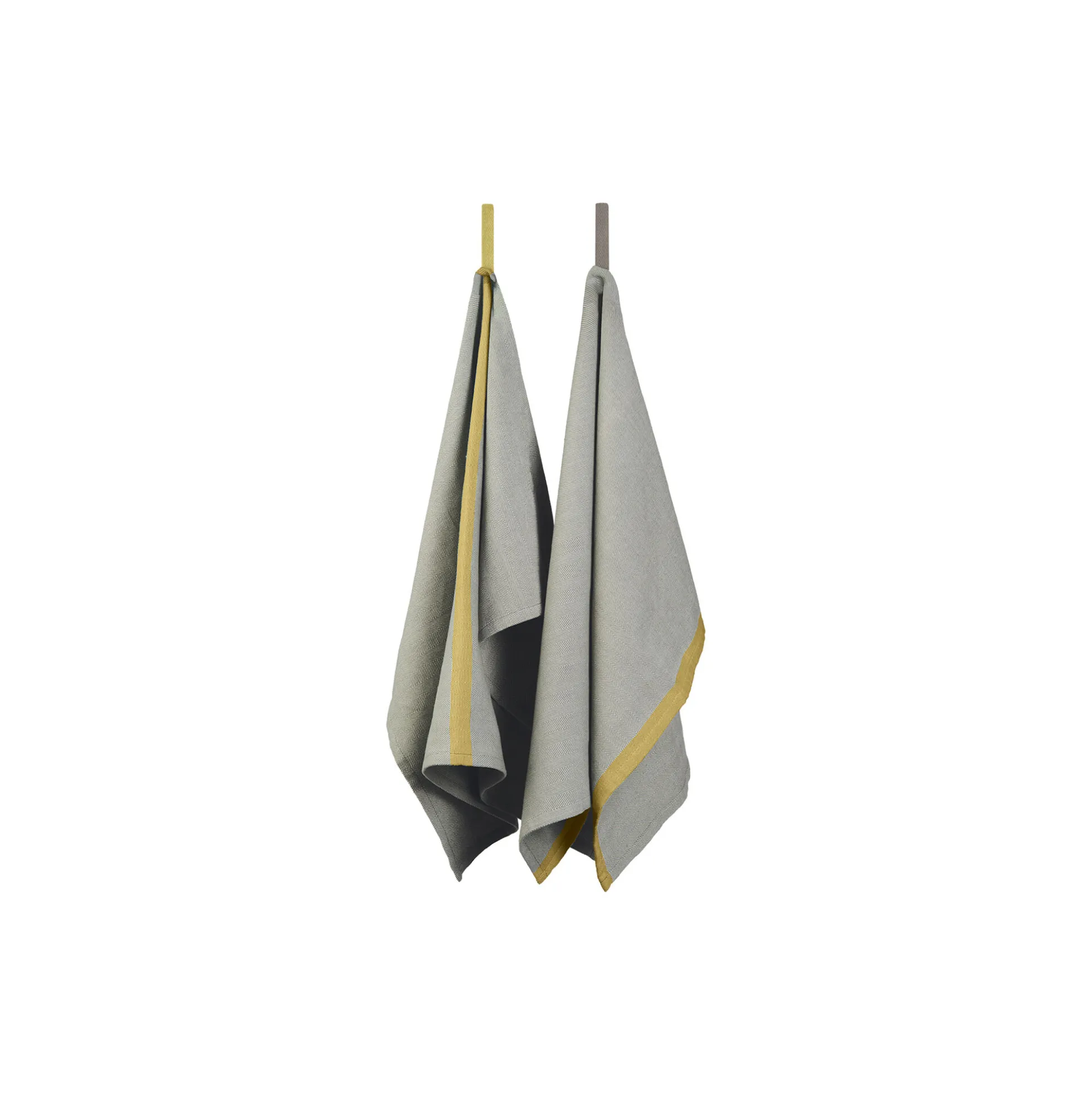 Tea towel herringbone twill 2 stk., grey/yellow