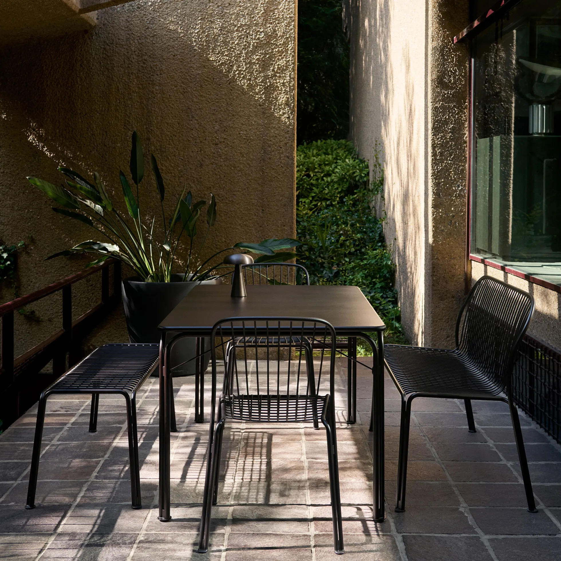 Thorvald SC111 Outdoor Dining Bench, warm black